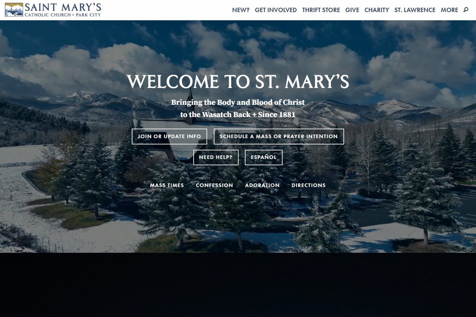 St. Mary's Catholic Church in Utah, shown on its official venue website