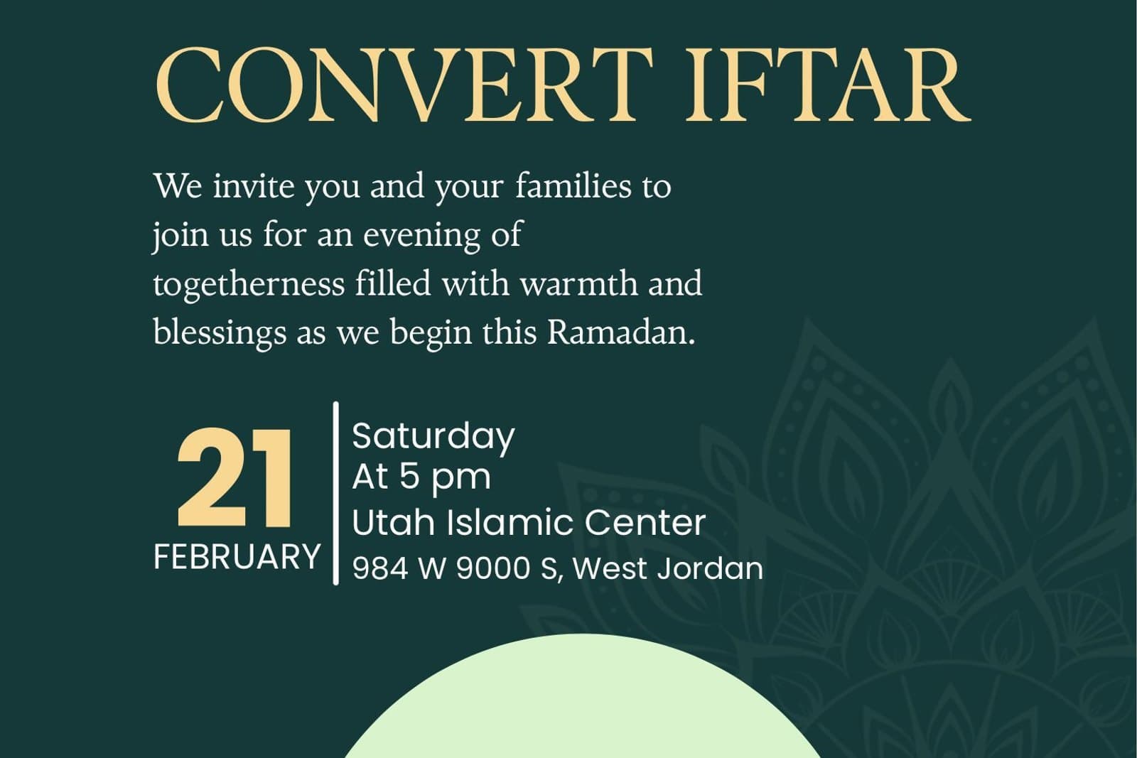Utah Islamic Center in Utah, shown on its official venue website